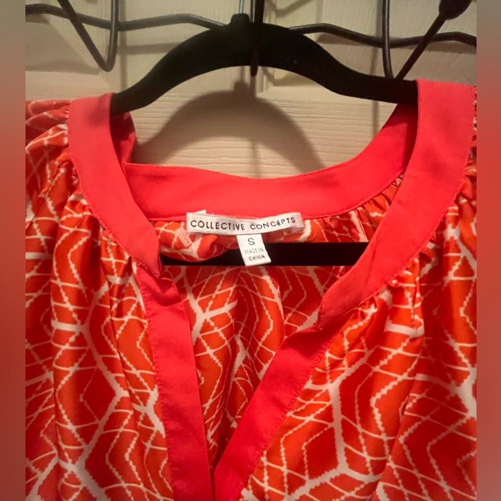 Collective Concepts Coral and White Patterned Dress